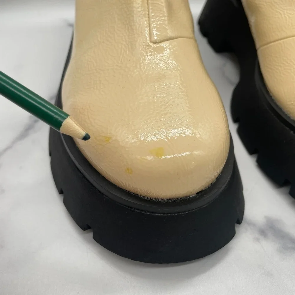 Sam Edelman Boots Womens 10 Chelsea Lug Circus Platform Cream‎ Grunge Minimalist